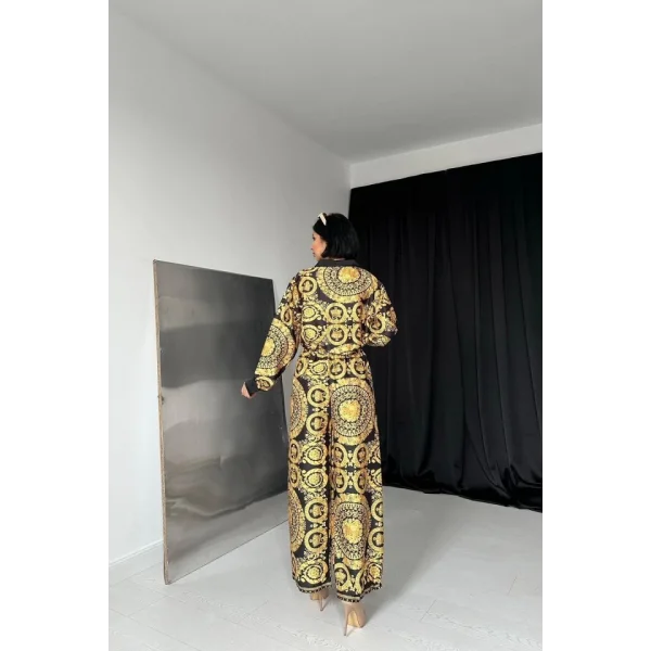 arı Gömlek Ve Baskılı Pantolon Takım