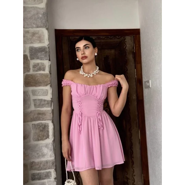 Aria Büzgü Askılı Elbise