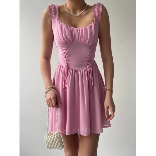 Aria Büzgü Askılı Elbise