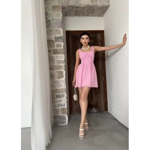 Aria Büzgü Askılı Elbise