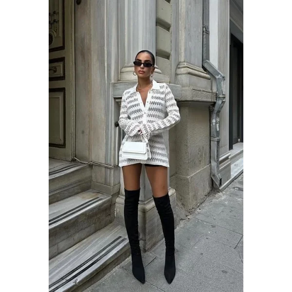 Arina Ajurlu Polo Yaka Hırka 5163