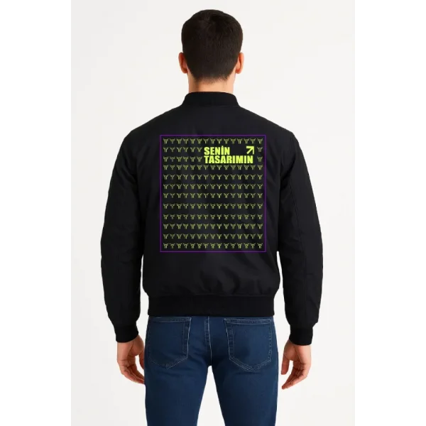 Arka Bomber Ceket - Siyah