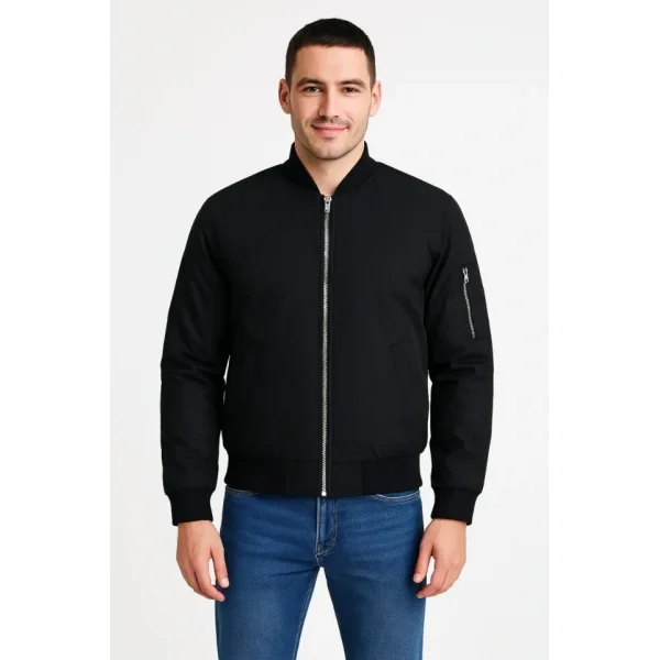Arka Bomber Ceket - Siyah