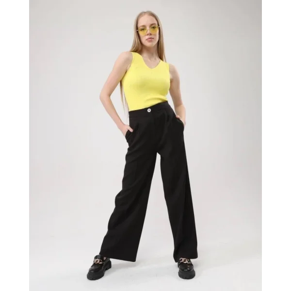 Arka Cep Kapak Detayli Palazzo Pantolon