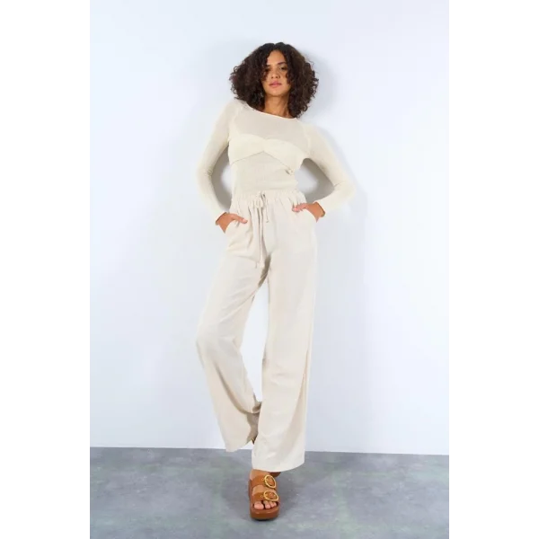Arka Çift Cepli Pantolon  Naturel