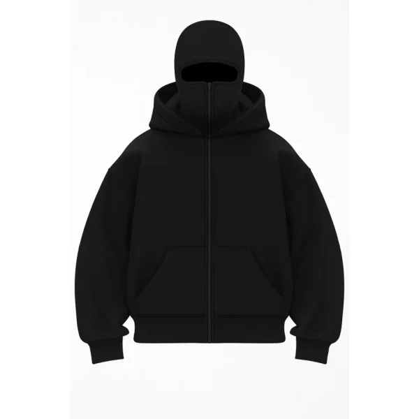 Arka Samuray Kapüşonlu ZIP Fermuarlı Kapüşonlu Sizin Tasarımınız SweatShirt - Siyah