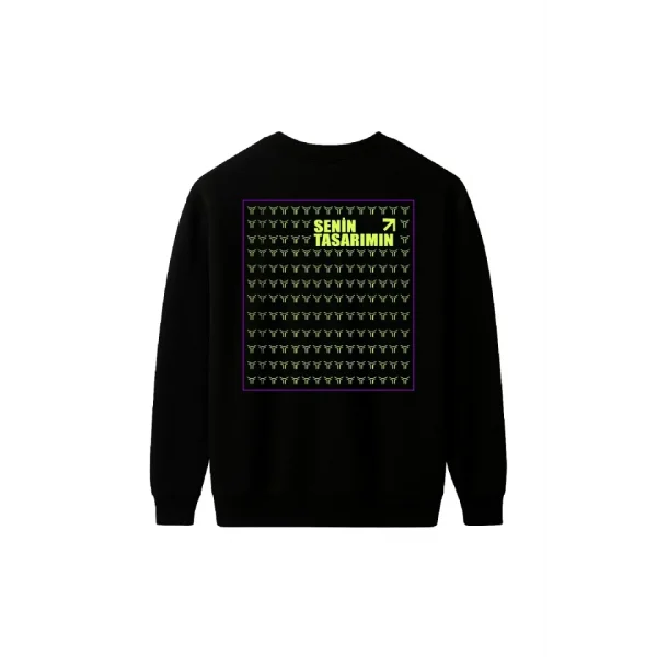 Arka Üç İplik Biskilet Yaka Sweatshirt - Siyah