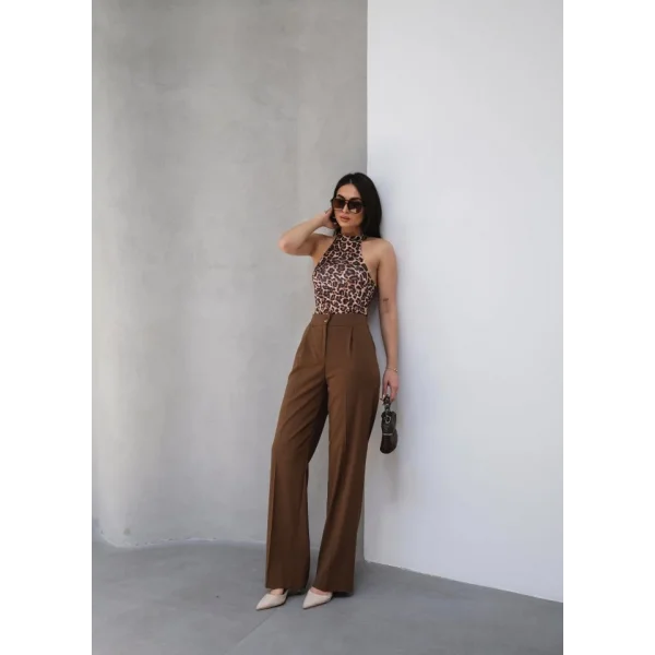 Arkasi Lasti̇kli̇ Pi̇leli̇ Dökümlü Wide Leg Pantolon