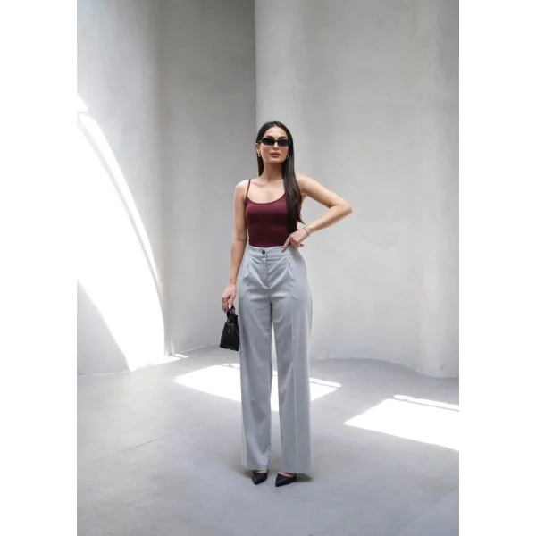 Arkasi Lasti̇kli̇ Pi̇leli̇ Dökümlü Wide Leg Pantolon