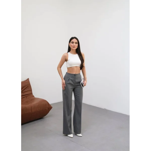 Arkasi Lasti̇kli̇ Pi̇leli̇ Dökümlü Wide Leg Pantolon