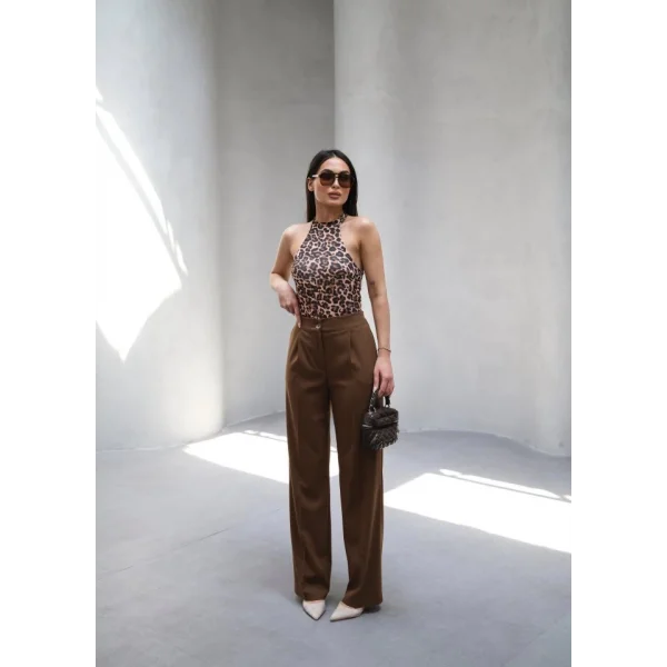 Arkasi Lasti̇kli̇ Pi̇leli̇ Dökümlü Wide Leg Pantolon