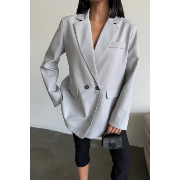 ARKASI YIRTMAÇ DETAYLI CEKET - Gri