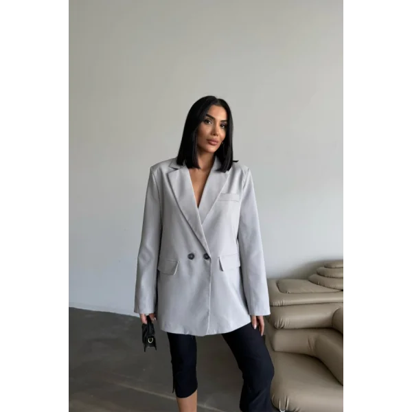 ARKASI YIRTMAÇ DETAYLI CEKET - Gri