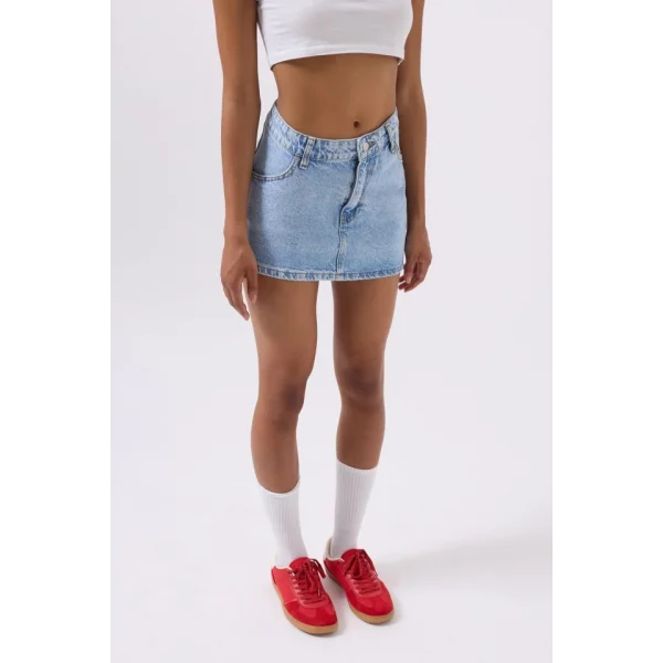 Asimetrik Bel Denim Mini Etek