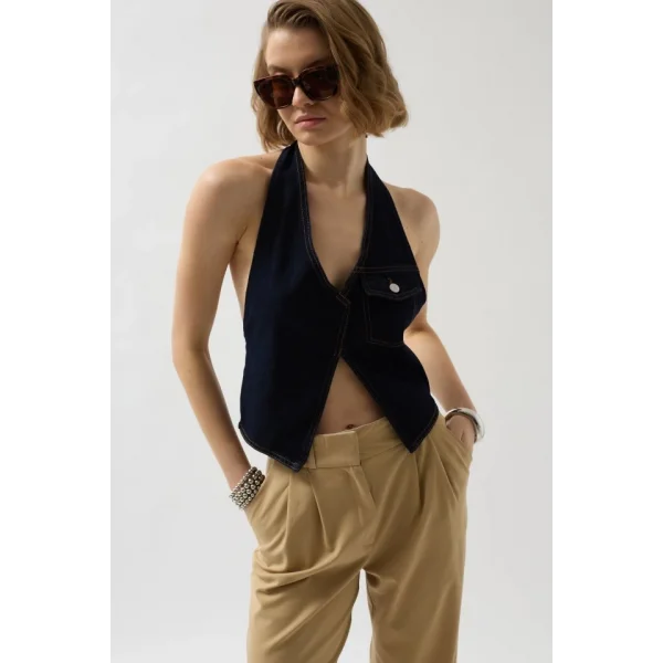 Asimetrik Denim Yelek