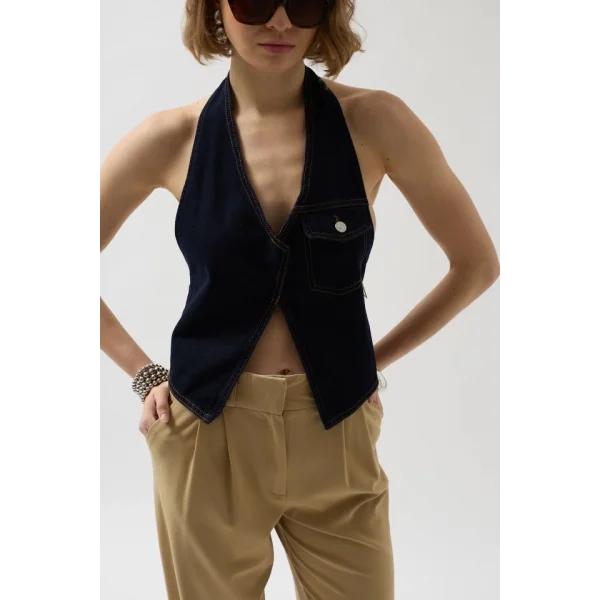 Asimetrik Denim Yelek