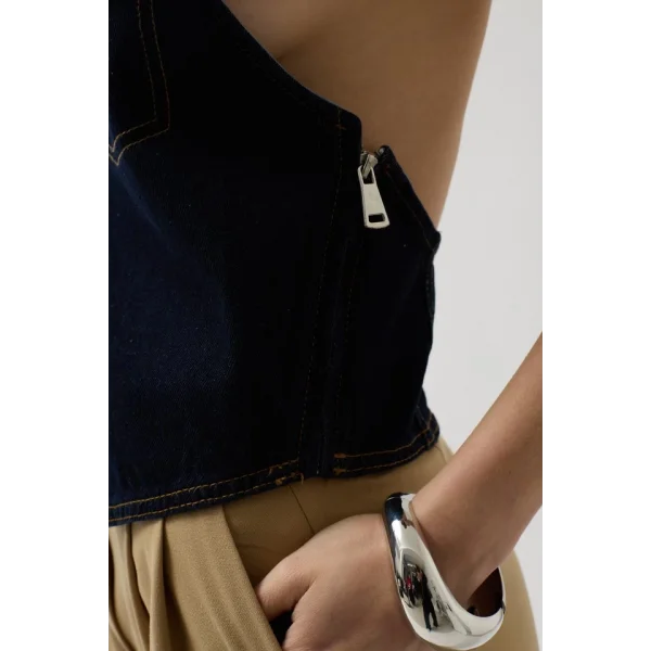 Asimetrik Denim Yelek