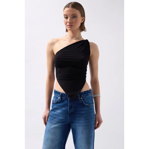 Asimetrik Detay Tek Omuz Bluz