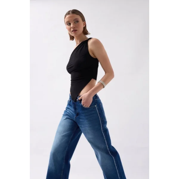 Asimetrik Detay Tek Omuz Bluz