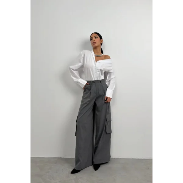 Asimetrik Şal Yaka Gömlek