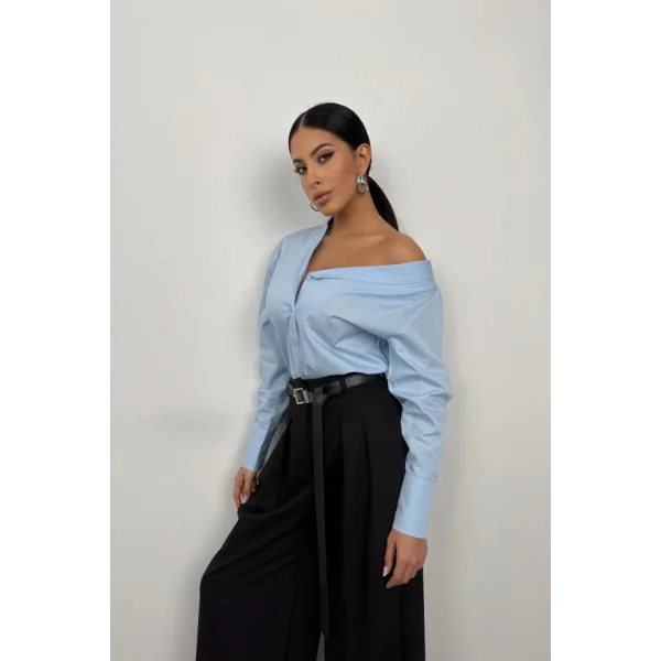 Asimetrik Şal Yaka Gömlek