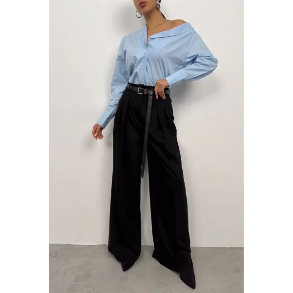 Asimetrik Şal Yaka Gömlek