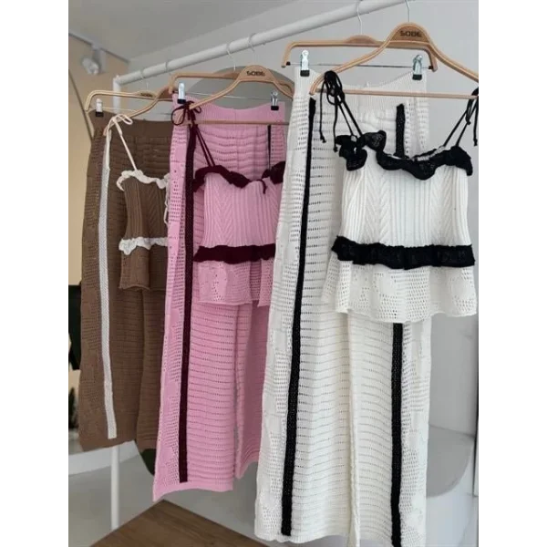 Askılı Bluz Pantolon Triko Takım 10114