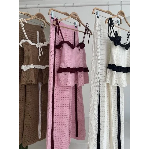 Askılı Bluz Pantolon Triko Takım 10114