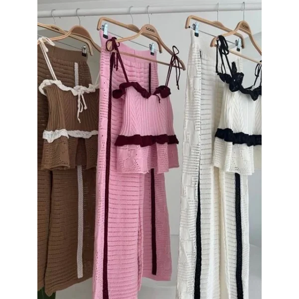 Askılı Bluz Pantolon Triko Takım 10114