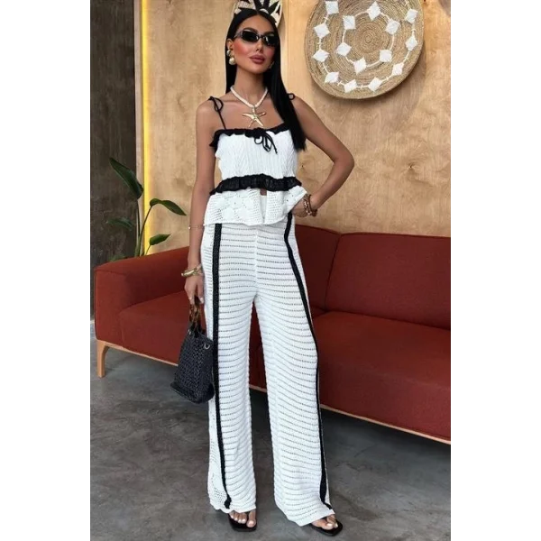 Askılı Bluz Pantolon Triko Takım 10114