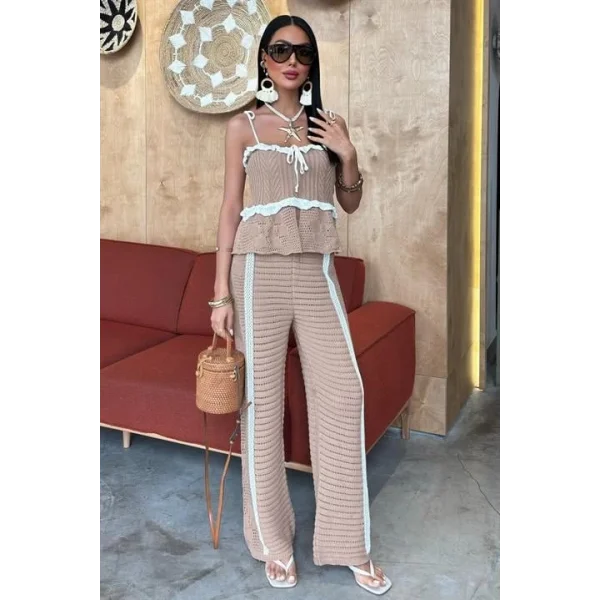 Askılı Bluz Pantolon Triko Takım 10114