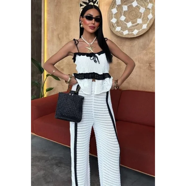 Askılı Bluz Pantolon Triko Takım 10114