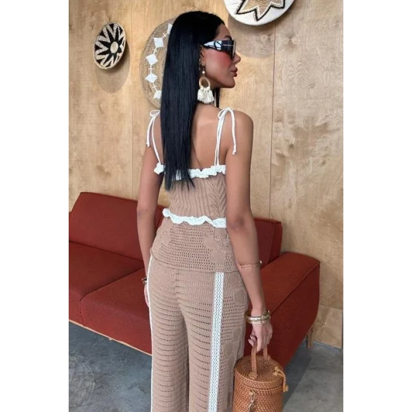 Askılı Bluz Pantolon Triko Takım 10114