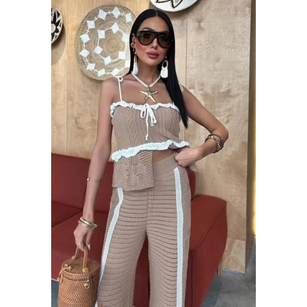 Askılı Bluz Pantolon Triko Takım 10114