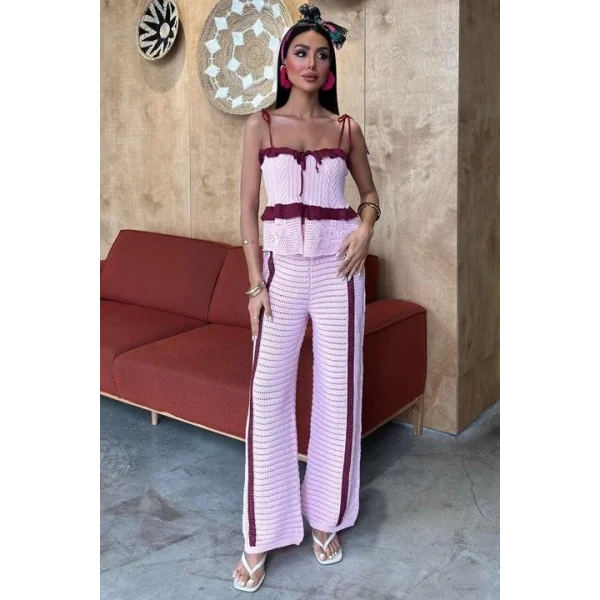 Askılı Bluz Pantolon Triko Takım 10114