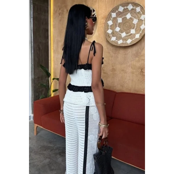 Askılı Bluz Pantolon Triko Takım 10114