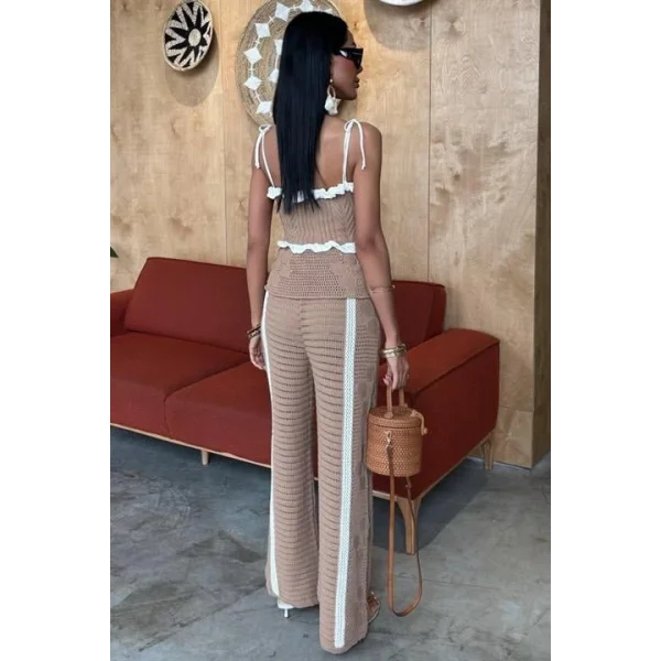 Askılı Bluz Pantolon Triko Takım 10114