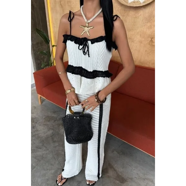 Askılı Bluz Pantolon Triko Takım 10114