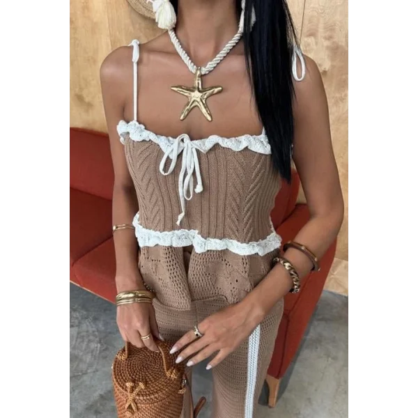 Askılı Bluz Pantolon Triko Takım 10114