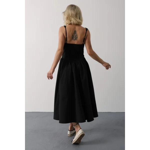 Askılı Uzun Elbise - Siyah