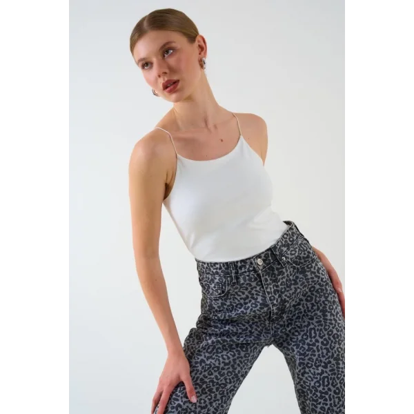 Askısı Lastikli Atlet - Ekru