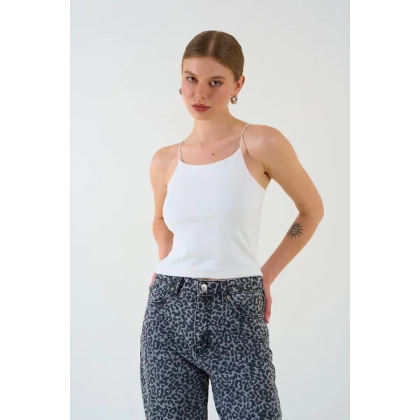 Askısı Lastikli Atlet - Ekru