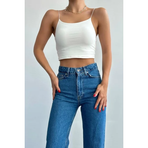 Askısı Lastikli Kısa Atlet - Ekru