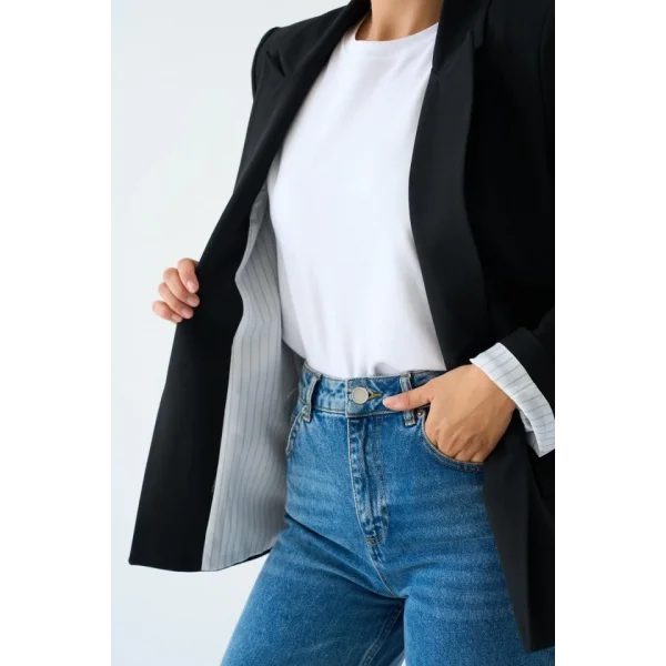 Astarı Çizgili Ceket  iyah