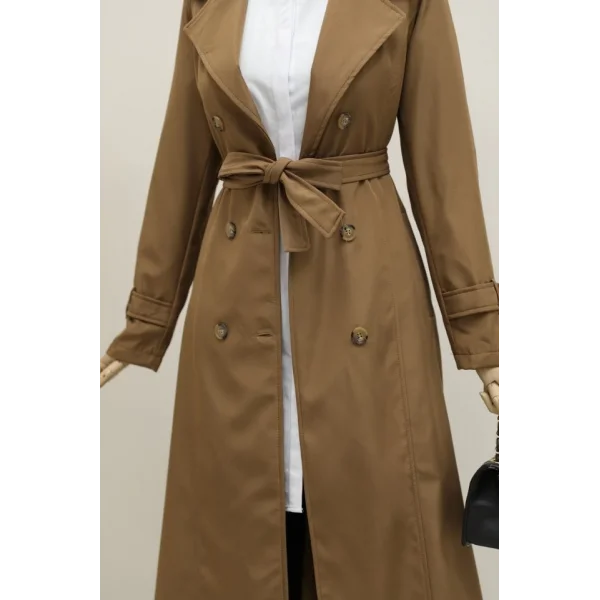 Astarlı Kemerli Trenckot -Taba