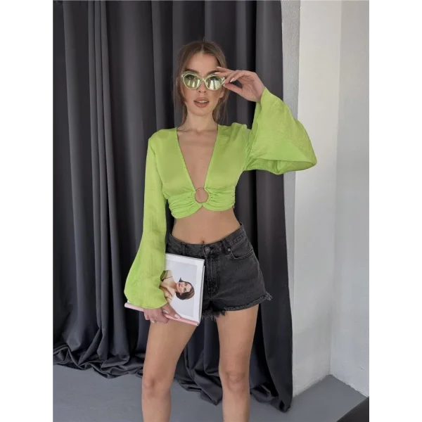 ATEN CROP TOKA DETAYI BUZ  Yeşil