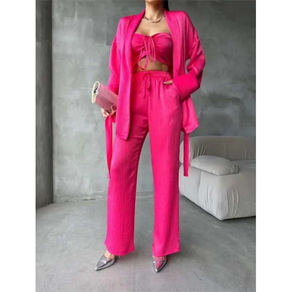 ATEN KİONO  CROP BUZ  PANTOON TAKI  Fuşya