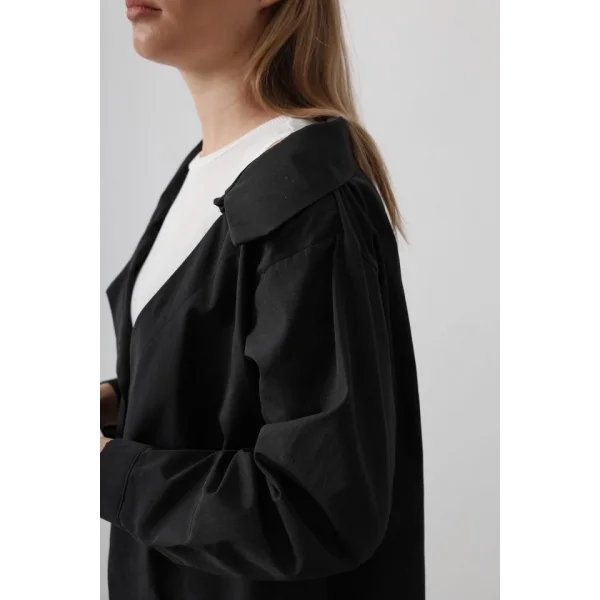 Atlet Detaylı Gömlek - Siyah