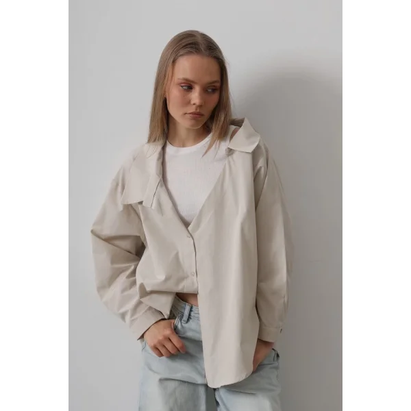 Atlet Detaylı Gömlek - Taş