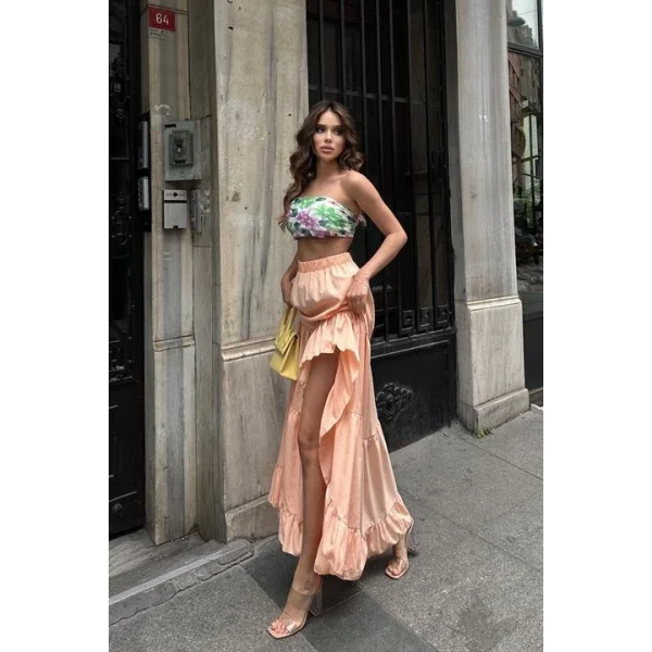 Audrey Fıfrlı Yırtmaç Detay Etek 4037